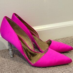 Badgley Mischka Pink & Crystal Heels SZ 9.5